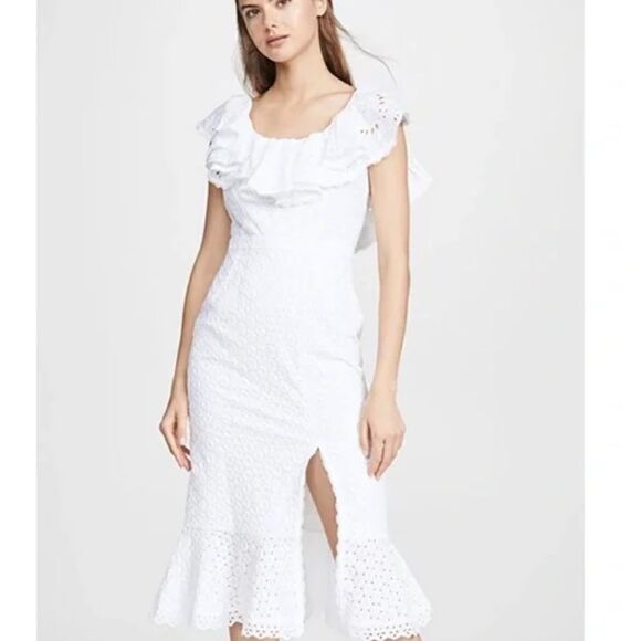 SALONI White Ella Eyelet Cotton Dress - Picture 2 of 10